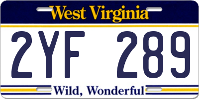 WV license plate 2YF289