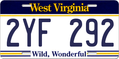 WV license plate 2YF292