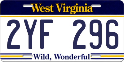 WV license plate 2YF296