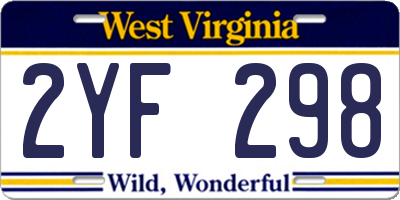 WV license plate 2YF298