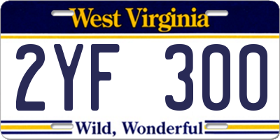 WV license plate 2YF300