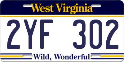 WV license plate 2YF302
