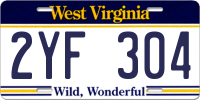 WV license plate 2YF304