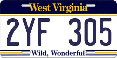 WV license plate 2YF305