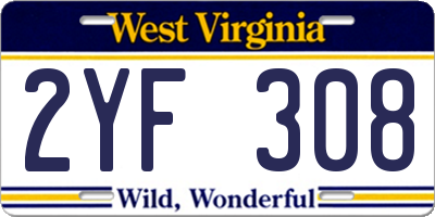 WV license plate 2YF308
