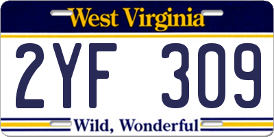 WV license plate 2YF309