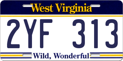 WV license plate 2YF313