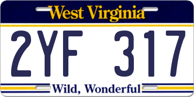 WV license plate 2YF317