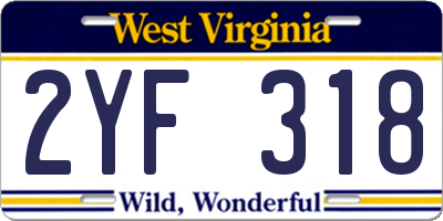 WV license plate 2YF318