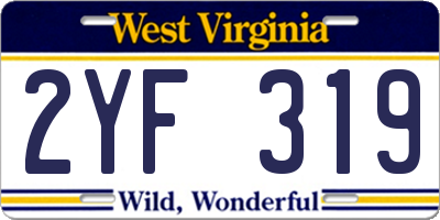WV license plate 2YF319