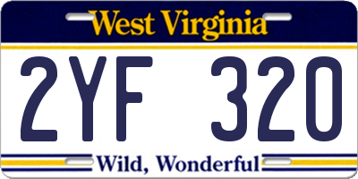 WV license plate 2YF320
