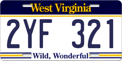WV license plate 2YF321