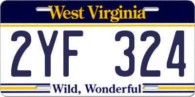 WV license plate 2YF324