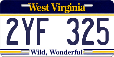 WV license plate 2YF325