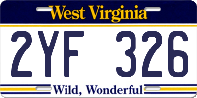 WV license plate 2YF326
