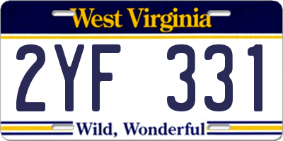 WV license plate 2YF331