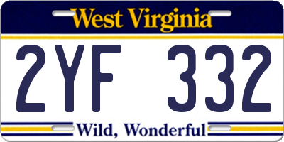 WV license plate 2YF332