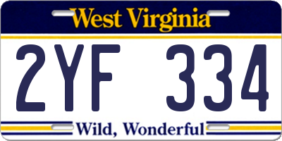 WV license plate 2YF334