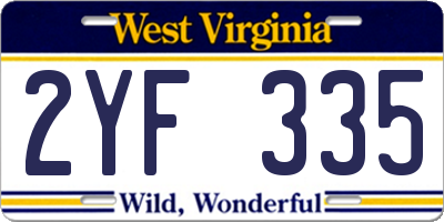 WV license plate 2YF335