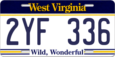 WV license plate 2YF336