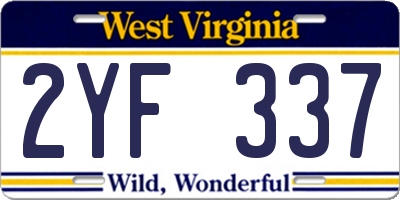 WV license plate 2YF337