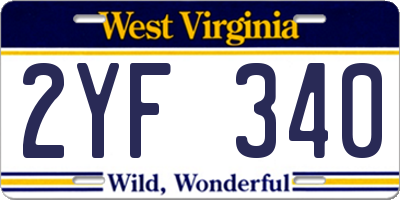WV license plate 2YF340