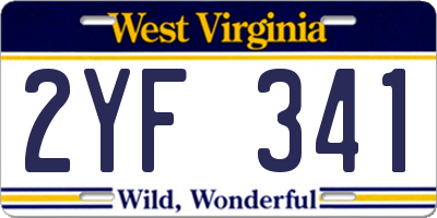 WV license plate 2YF341