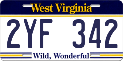WV license plate 2YF342