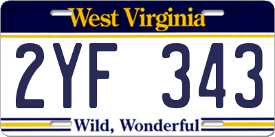 WV license plate 2YF343