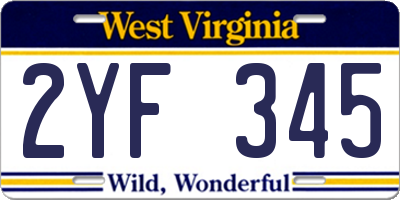WV license plate 2YF345