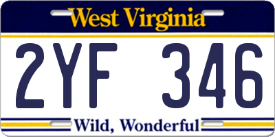 WV license plate 2YF346