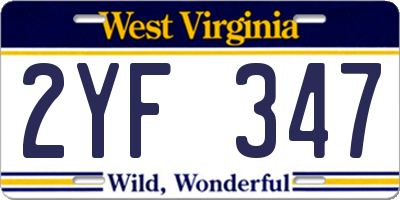 WV license plate 2YF347