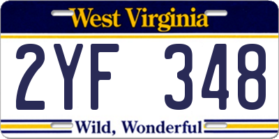 WV license plate 2YF348