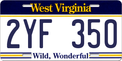 WV license plate 2YF350