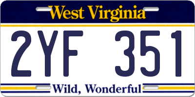WV license plate 2YF351