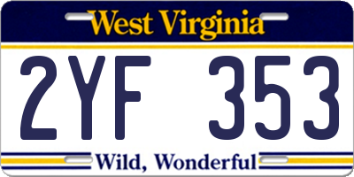 WV license plate 2YF353