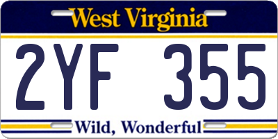 WV license plate 2YF355