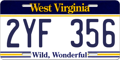 WV license plate 2YF356