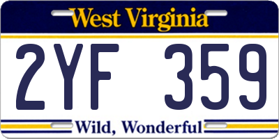 WV license plate 2YF359