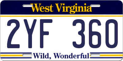 WV license plate 2YF360