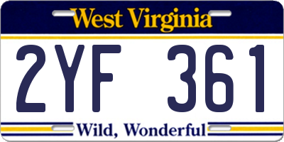 WV license plate 2YF361
