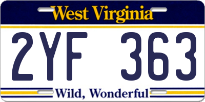 WV license plate 2YF363