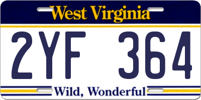 WV license plate 2YF364