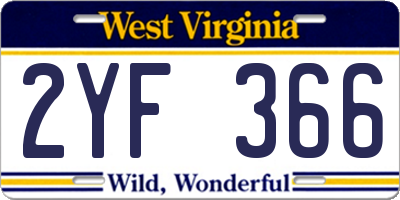 WV license plate 2YF366