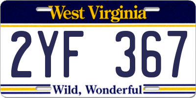 WV license plate 2YF367