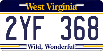 WV license plate 2YF368