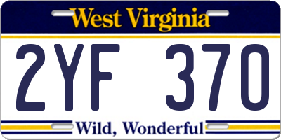 WV license plate 2YF370