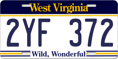 WV license plate 2YF372