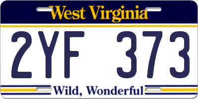 WV license plate 2YF373