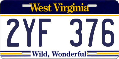 WV license plate 2YF376